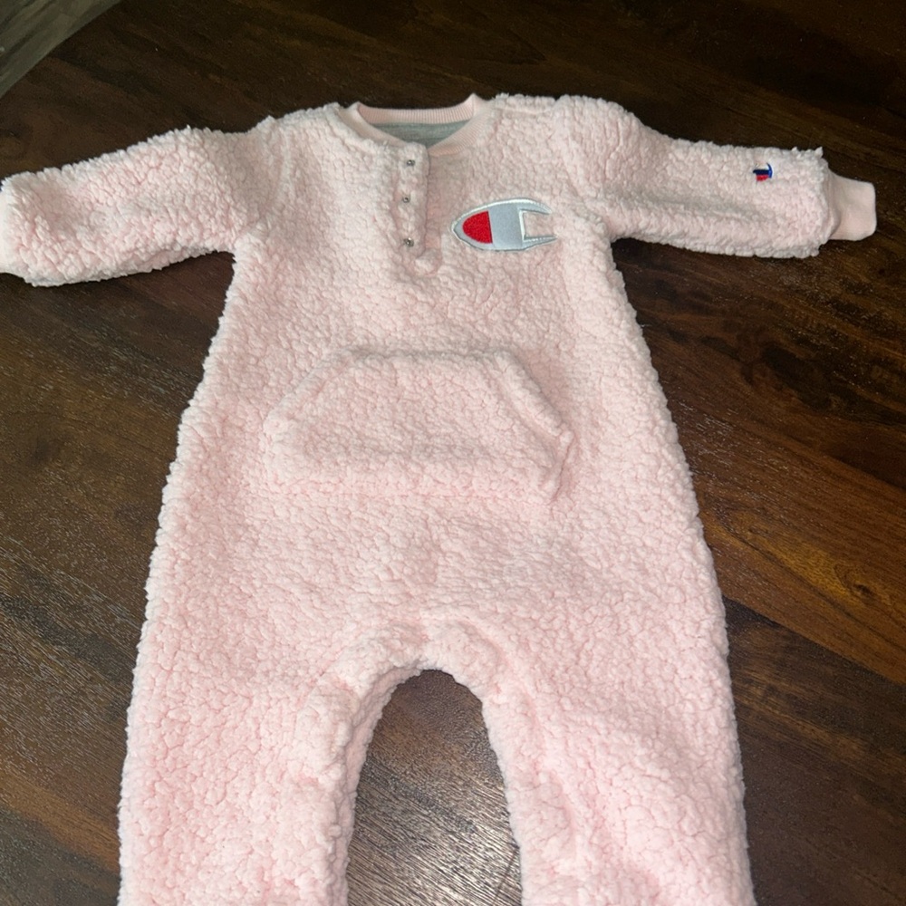 Champion Pink Sherpa Kids Footie 6-12M